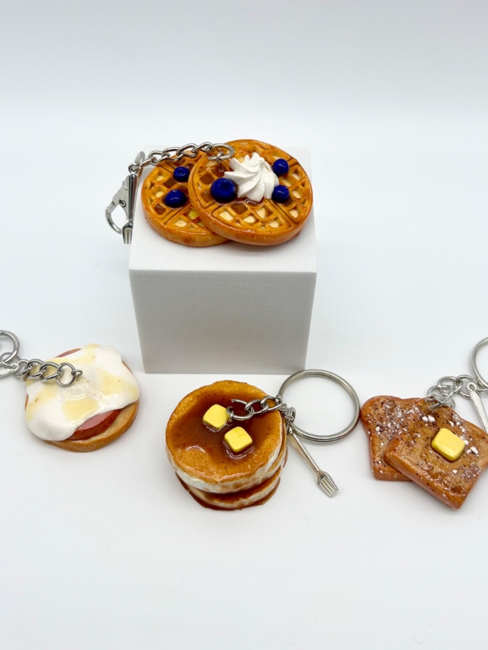 Breakfast Food Keychain or Bag Clip – Pancakes, Waffles, French Toast, Eggs Bene - Picture 13 of 16